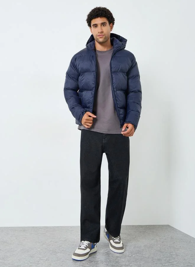 Styli Men Relaxed Fit Solid Puffer Jacket